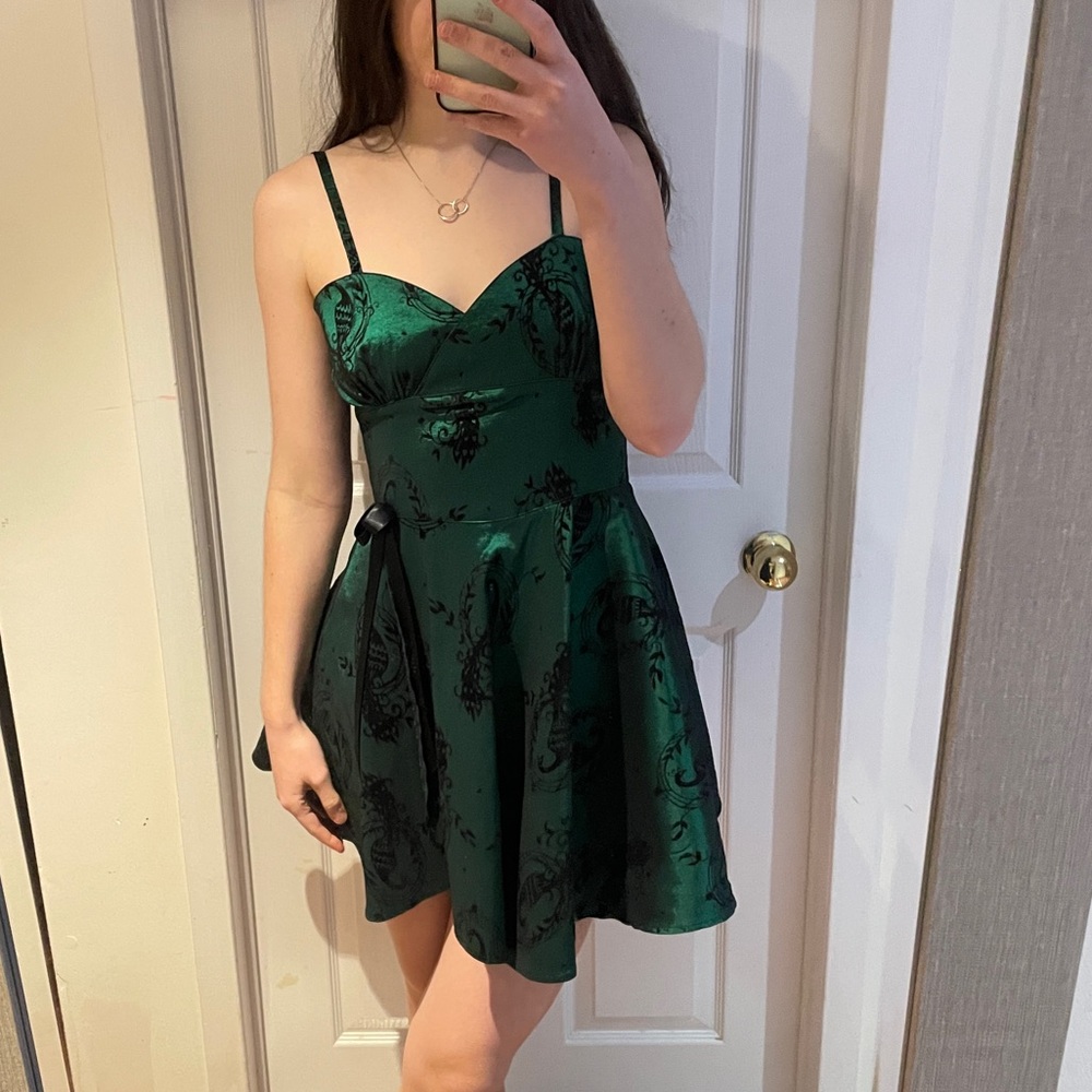 Green and Black Dress
